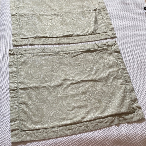 Ralph Lauren green and off white paisley standard pillow sham 2 shams lot cotton - Picture 1 of 10
